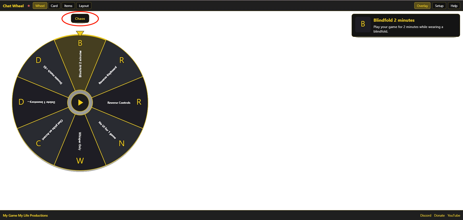 A different wheel set selected in the dropdown